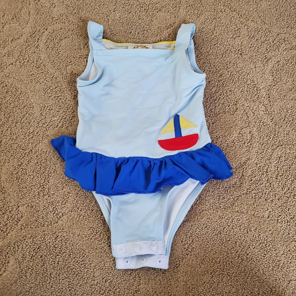The Beaufort Bonnet Company Light Blue Kids Swim One Piece